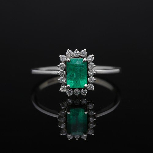 Smaragd brillanten ring 76 - brillanten, 0,76
