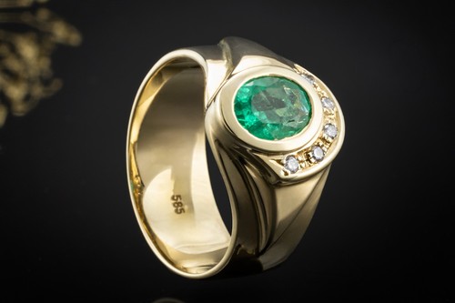 Leuchtender smaragd ring - smaragd, oval