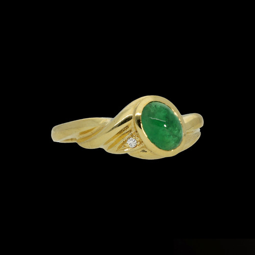 Smaragd cabochon ring 585 - smaragd,