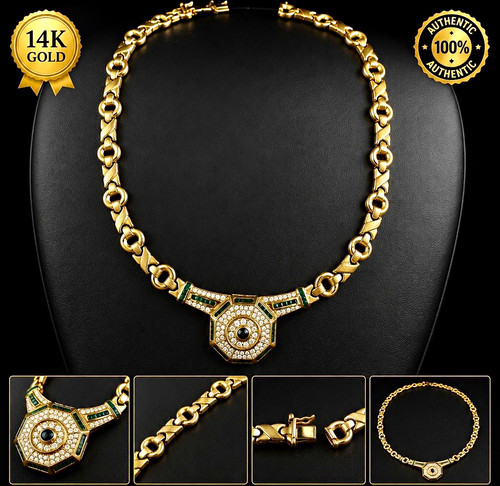 14k gelbgold halskette mit - 14k,