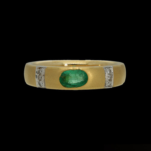 Smaragd diamant ring - ring, 585